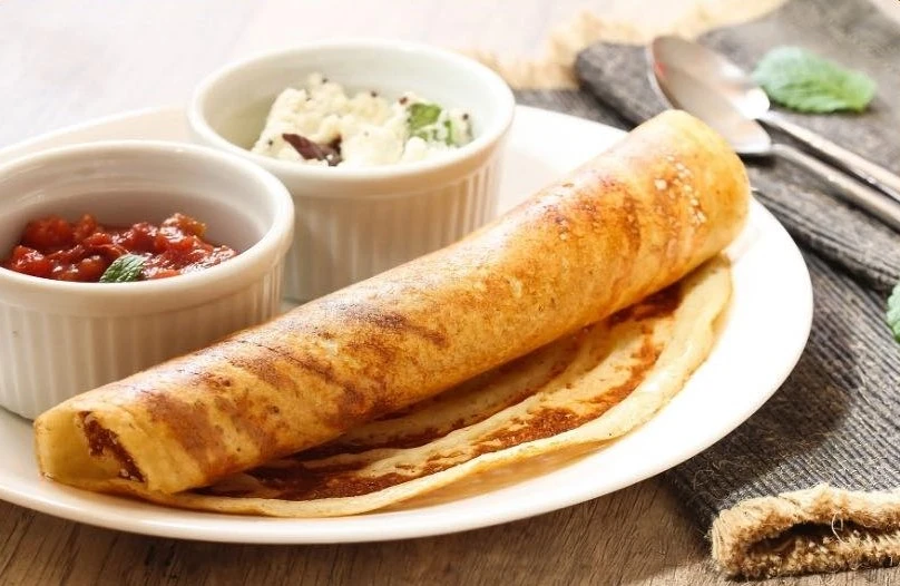 Fresh crispy masala dosa with potato filling at Balaji Dosa Live Mill Woods Edmonton